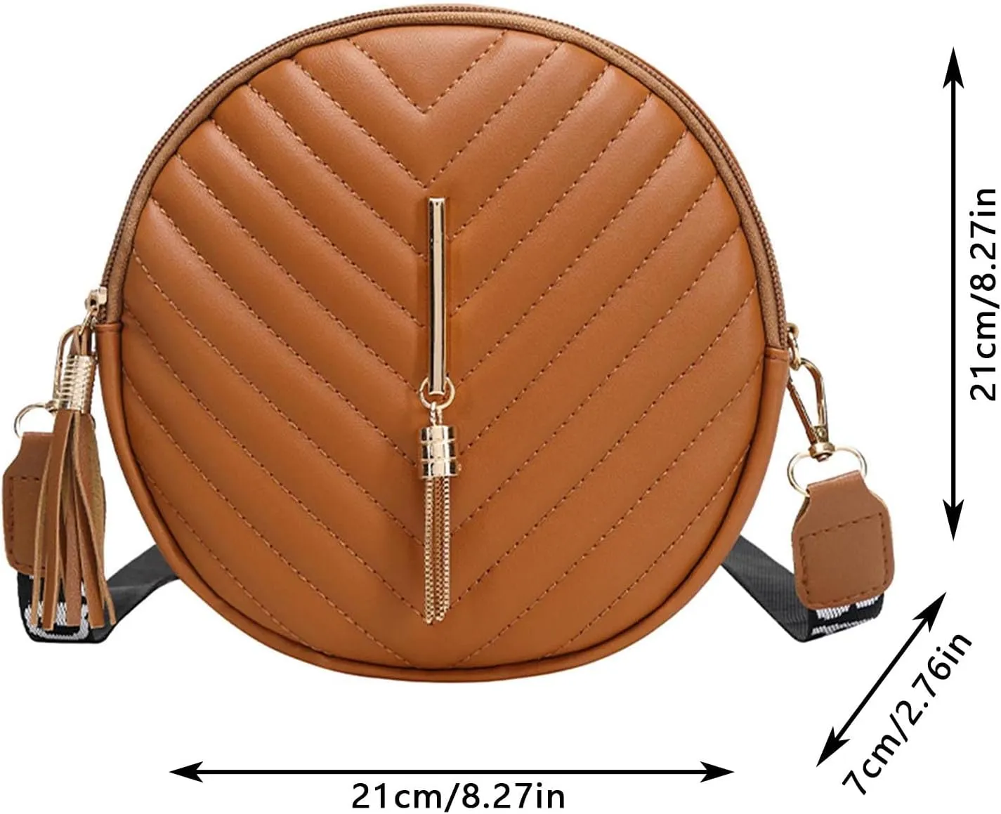 Women Messenger Bag Fashion Trend Round Bag Retro Tassel Purse Shoulder Bags Soft Brief Cases Men (Black, One Size)