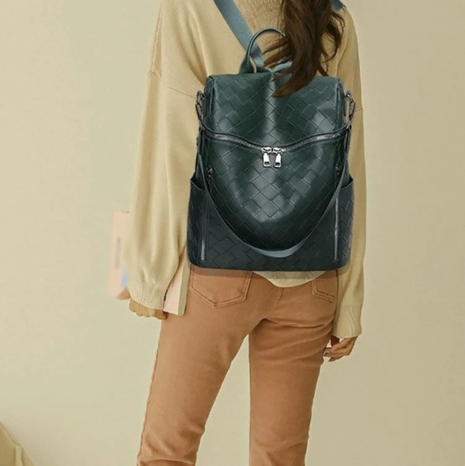 women PU Leather Leisure Travel Backpacks Quality Ladies Bag Pack (Black)