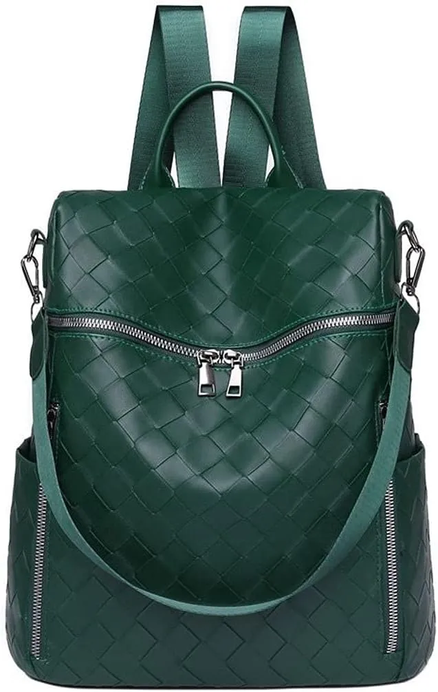women PU Leather Leisure Travel Backpacks Quality Ladies Bag Pack (Green)