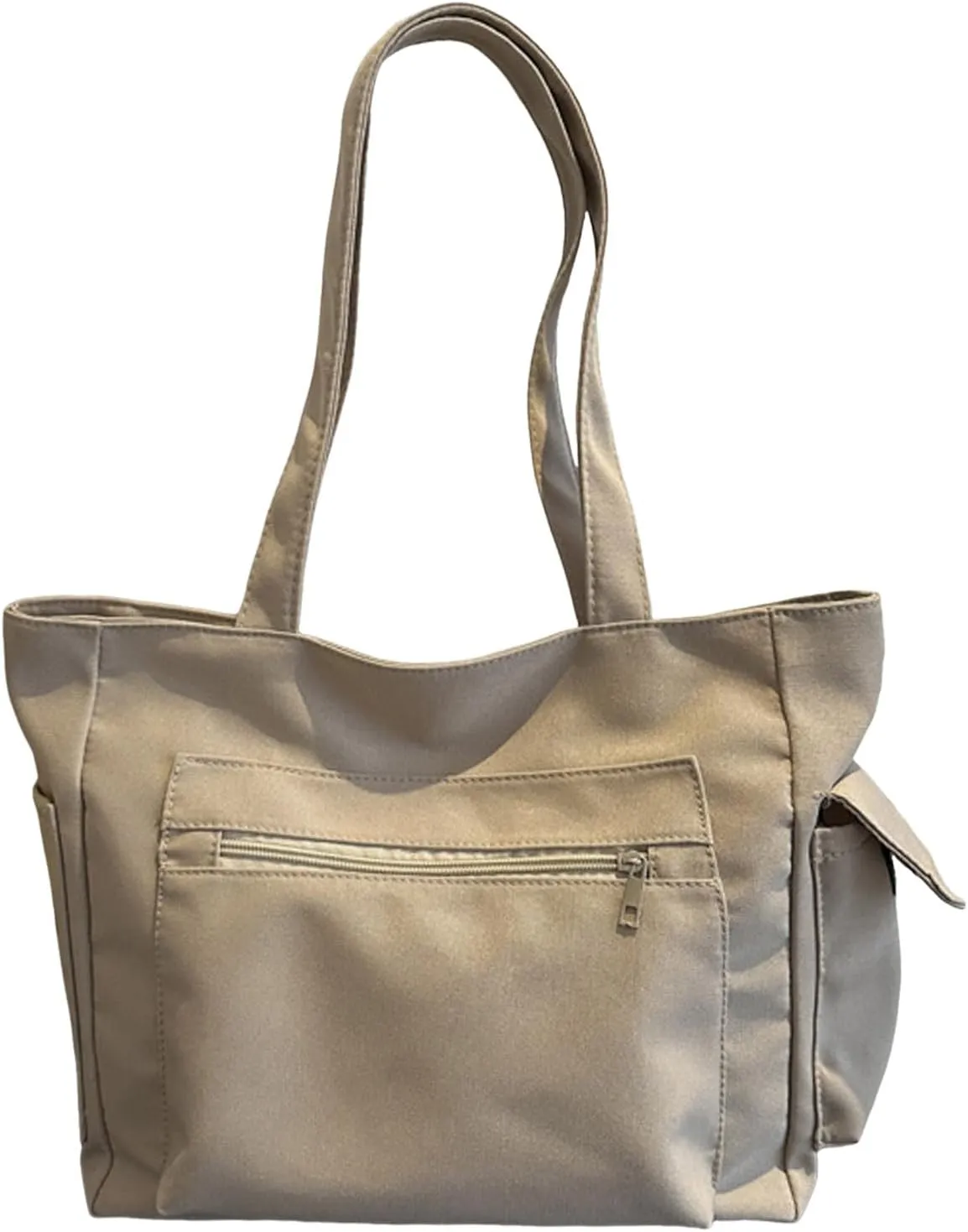 Women Shoulder Bags Fashion New Pattern Simple Solid Color Large Capacity Casual Practical Zipper Bag (Khaki, One Size)