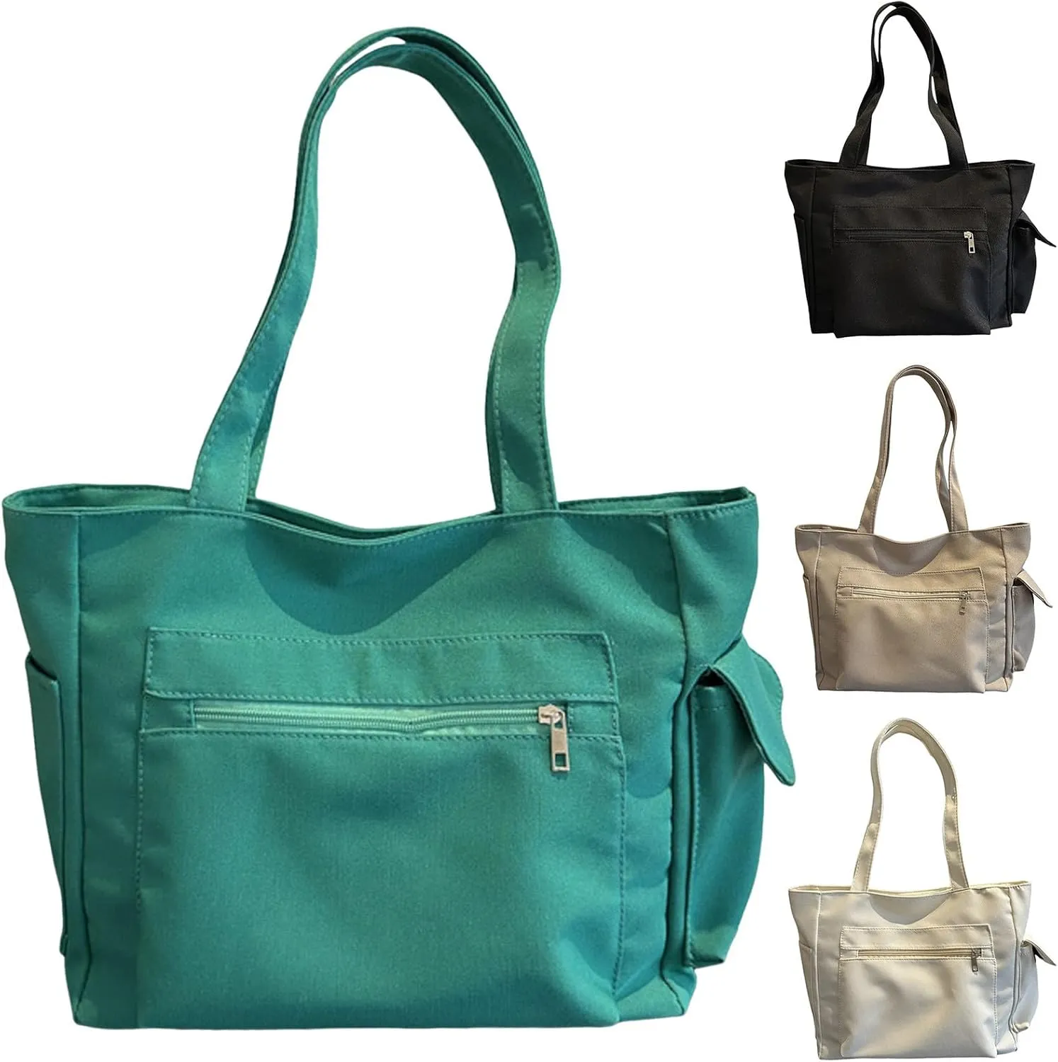 Women Shoulder Bags Fashion New Pattern Simple Solid Color Large Capacity Casual Practical Zipper Bag (Khaki, One Size)