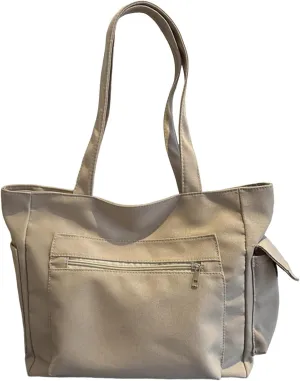 Women Shoulder Bags Fashion New Pattern Simple Solid Color Large Capacity Casual Practical Zipper Bag (Khaki, One Size)