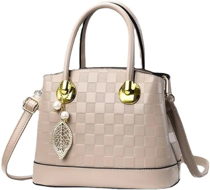 Women Stylish Print Lattice Purse Handbag Lady Large Capacity Cross-Body Bag Leisure Solid Color Shoulder Bag Wallets