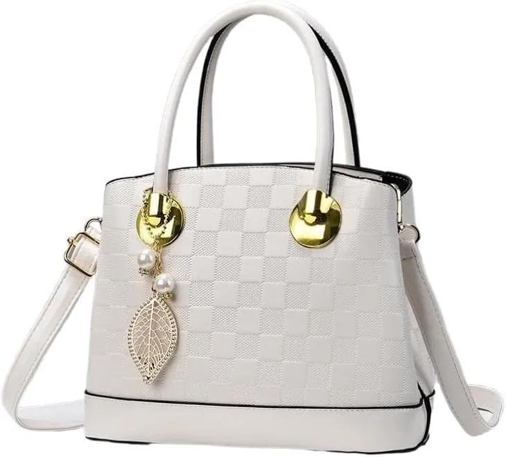 Women Stylish Print Lattice Purse Handbag Lady Large Capacity Cross-Body Bag Leisure Solid Color Shoulder Bag Wallets