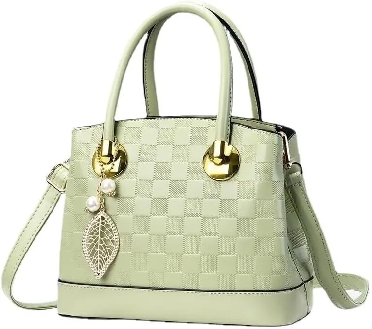 Women Stylish Print Lattice Purse Handbag Lady Large Capacity Cross-Body Bag Leisure Solid Color Shoulder Bag Wallets