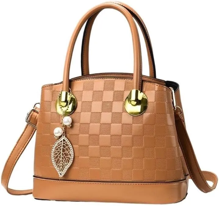 Women Stylish Print Lattice Purse Handbag Lady Large Capacity Cross-Body Bag Leisure Solid Color Shoulder Bag Wallets