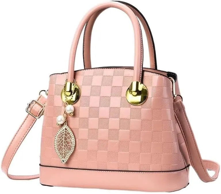 Women Stylish Print Lattice Purse Handbag Lady Large Capacity Cross-Body Bag Leisure Solid Color Shoulder Bag Wallets