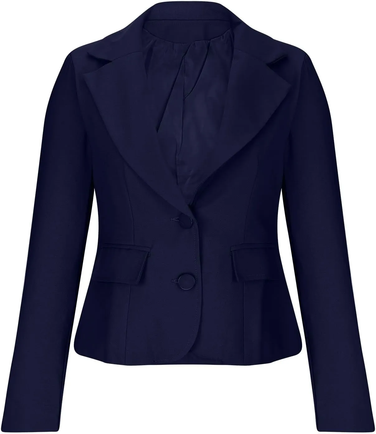 Women's Casual Work Office Blazer Double Notch Lapel Sharp Shoulder Pad Single Tunic Button Peplum Comfy Suit Jacket