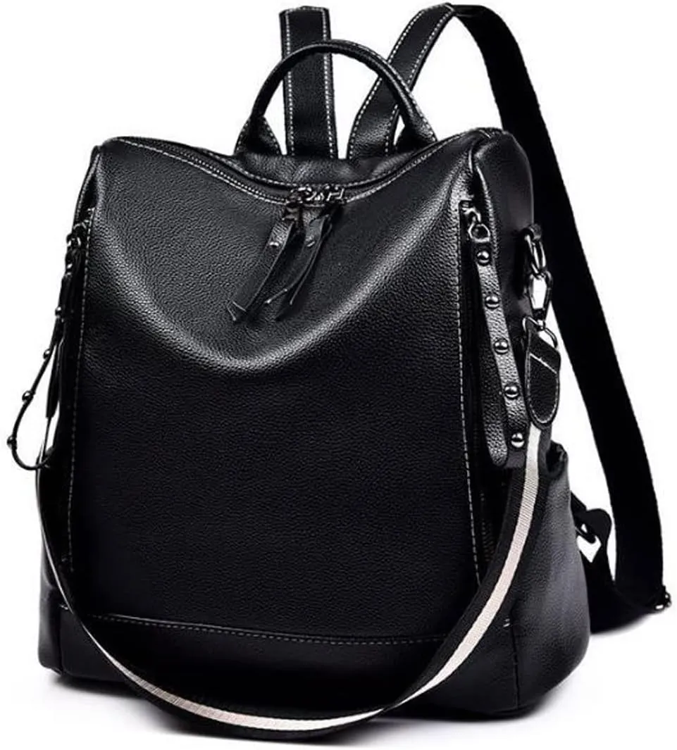 Women's Double Shoulder Backpack PU Casual Fashion Multi-compartment Design Large Capacity Backpacks (Red)