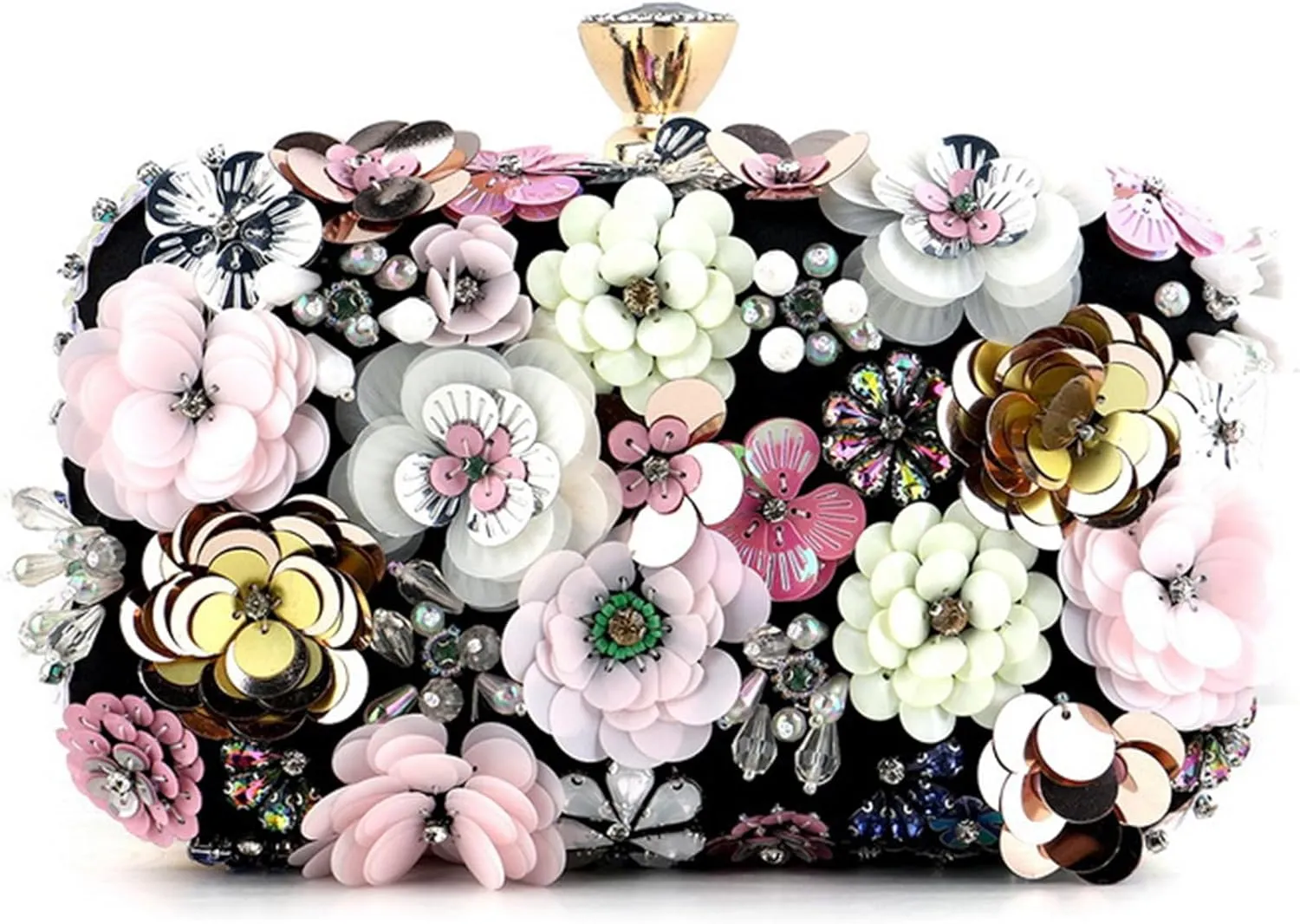 Women's Elegant Clutch Purse Colorful Floral Evening Bag 3D Sequin Flower Handbag Wallet Wedding Party Banquet Bagbag2516OWOISS