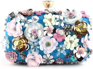 Women's Elegant Clutch Purse Colorful Floral Evening Bag 3D Sequin Flower Handbag Wallet Wedding Party Banquet Bagbag2518OWOISS