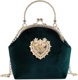 Women's Elegant Evening Clutch Handbag Velvet Purse Crossbody Vintage Satchel Shoulder Bag for Prom Party Weddingbag1615OWOISS