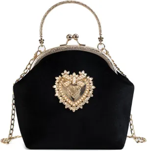 Women's Elegant Evening Clutch Handbag Velvet Purse Crossbody Vintage Satchel Shoulder Bag for Prom Party Weddingbag24OWOISS