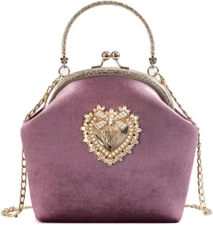 Women's Elegant Evening Clutch Handbag Velvet Purse Crossbody Vintage Satchel Shoulder Bag for Prom Party Weddingbag25OWOISS