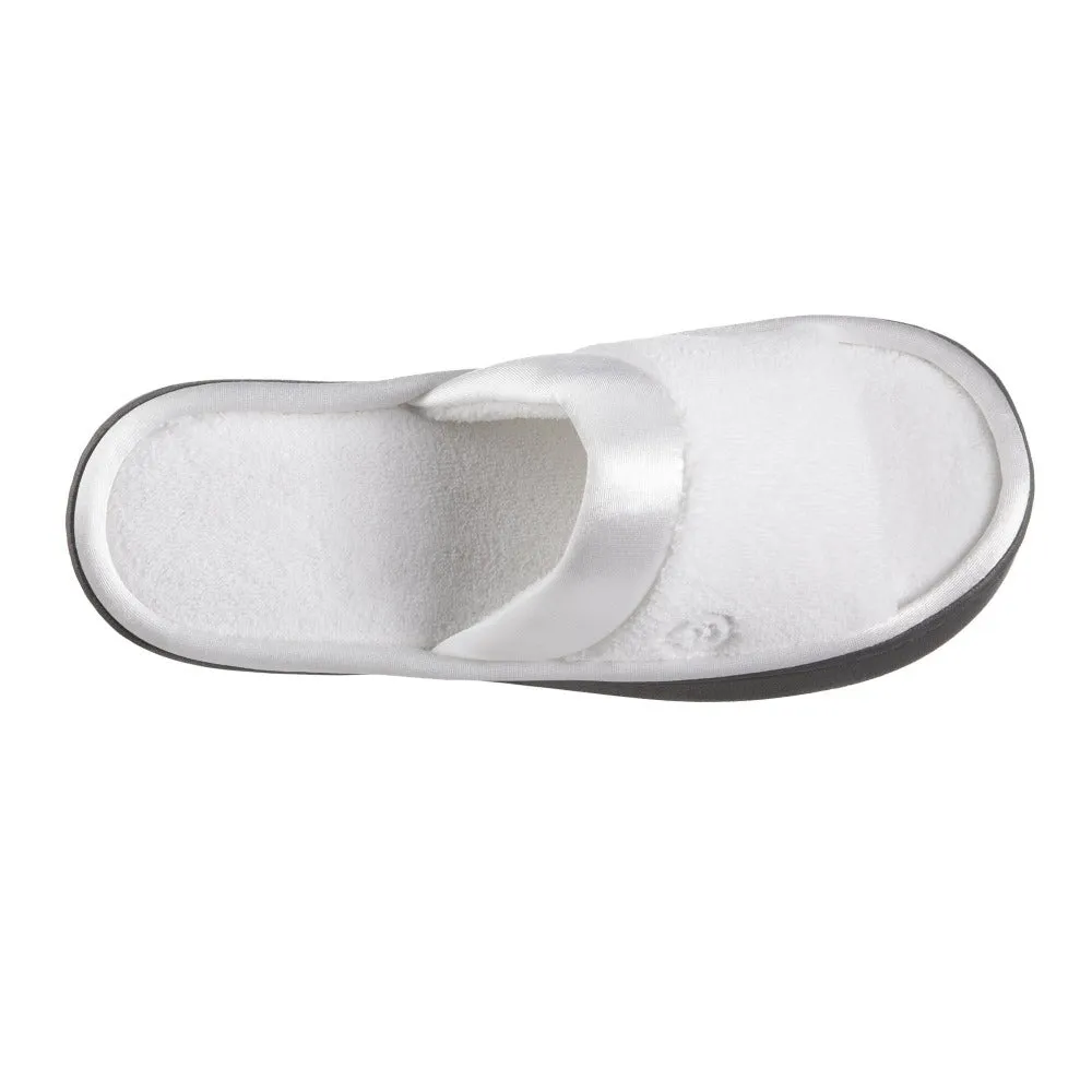 Women’s Microterry Satin Trim Wider Width Slide Slippers