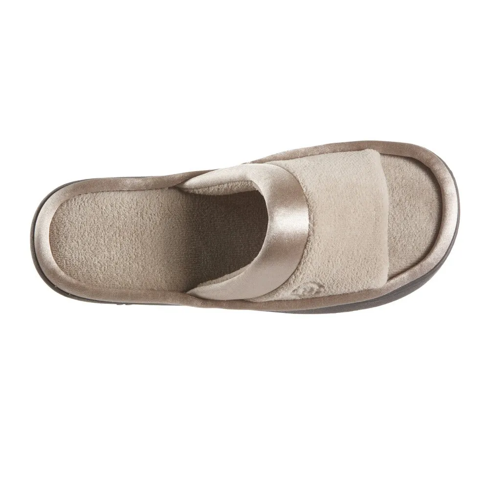 Women’s Microterry Satin Trim Wider Width Slide Slippers