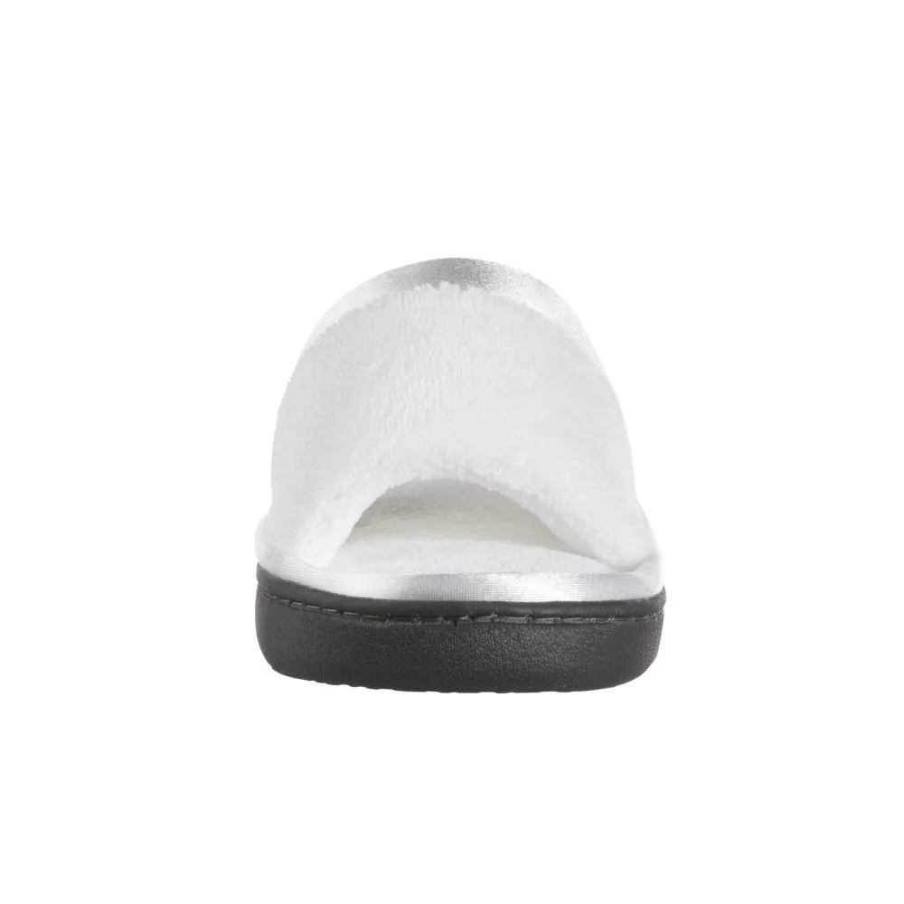 Women’s Microterry Satin Trim Wider Width Slide Slippers