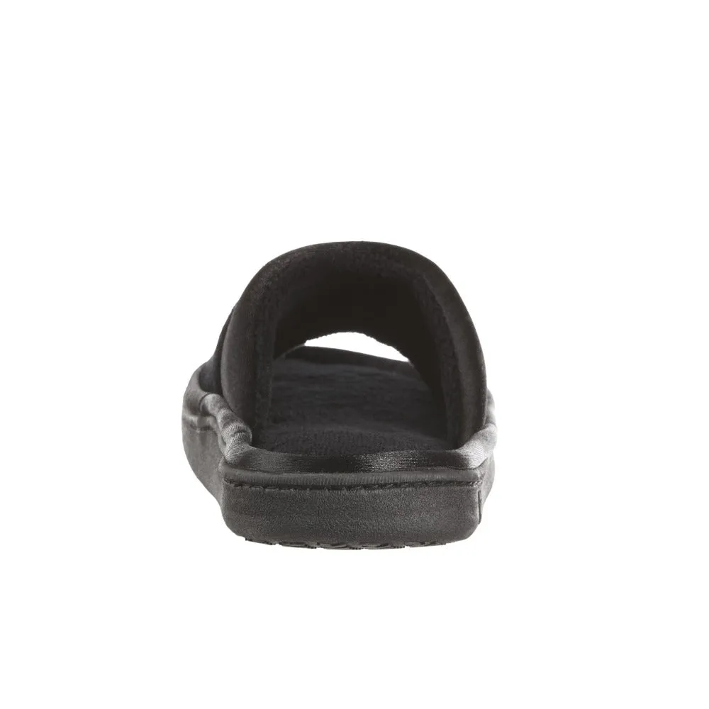 Women’s Microterry Satin Trim Wider Width Slide Slippers