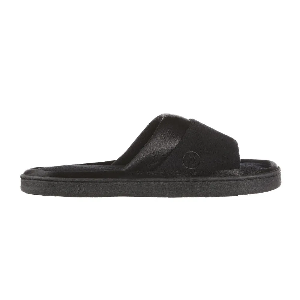 Women’s Microterry Satin Trim Wider Width Slide Slippers