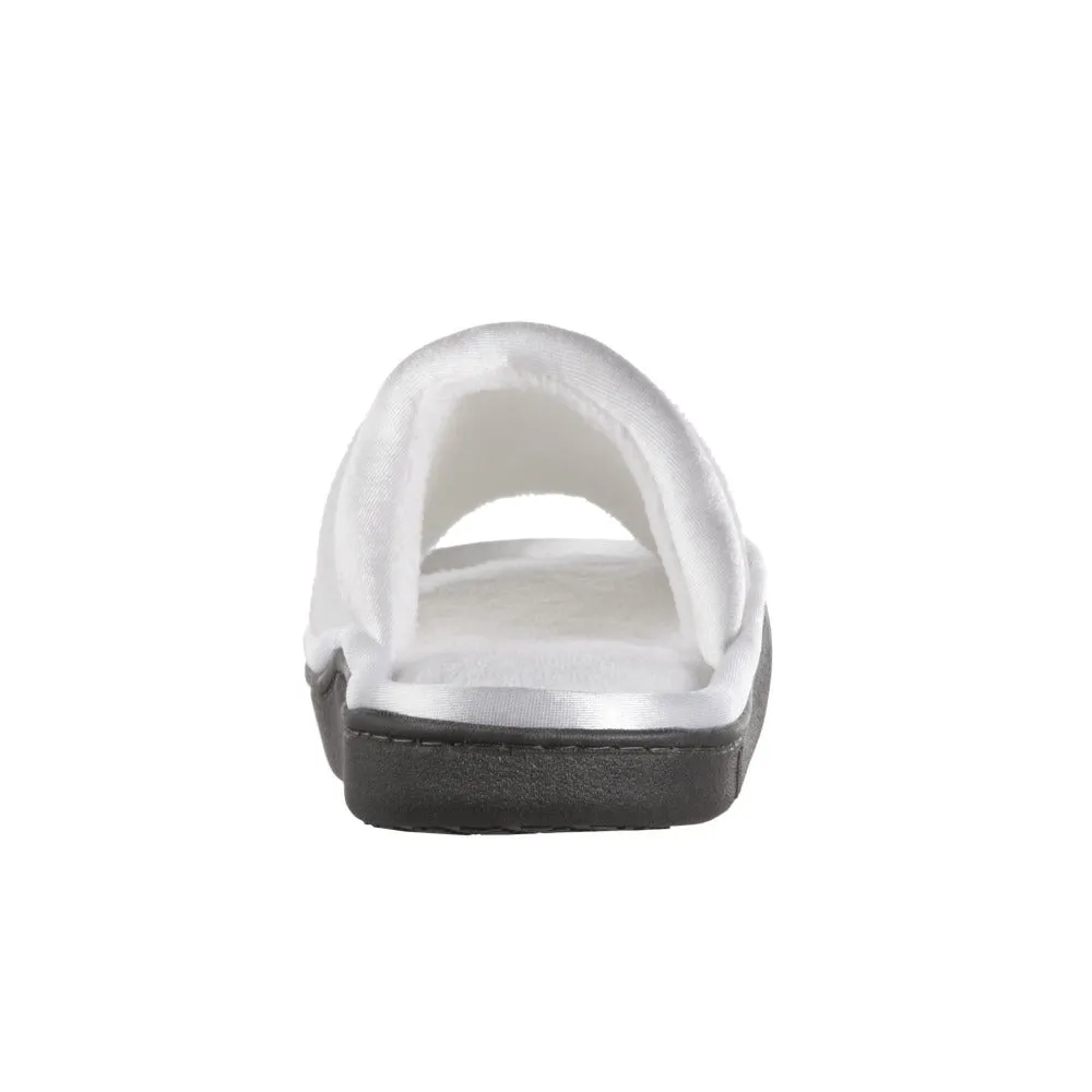 Women’s Microterry Satin Trim Wider Width Slide Slippers