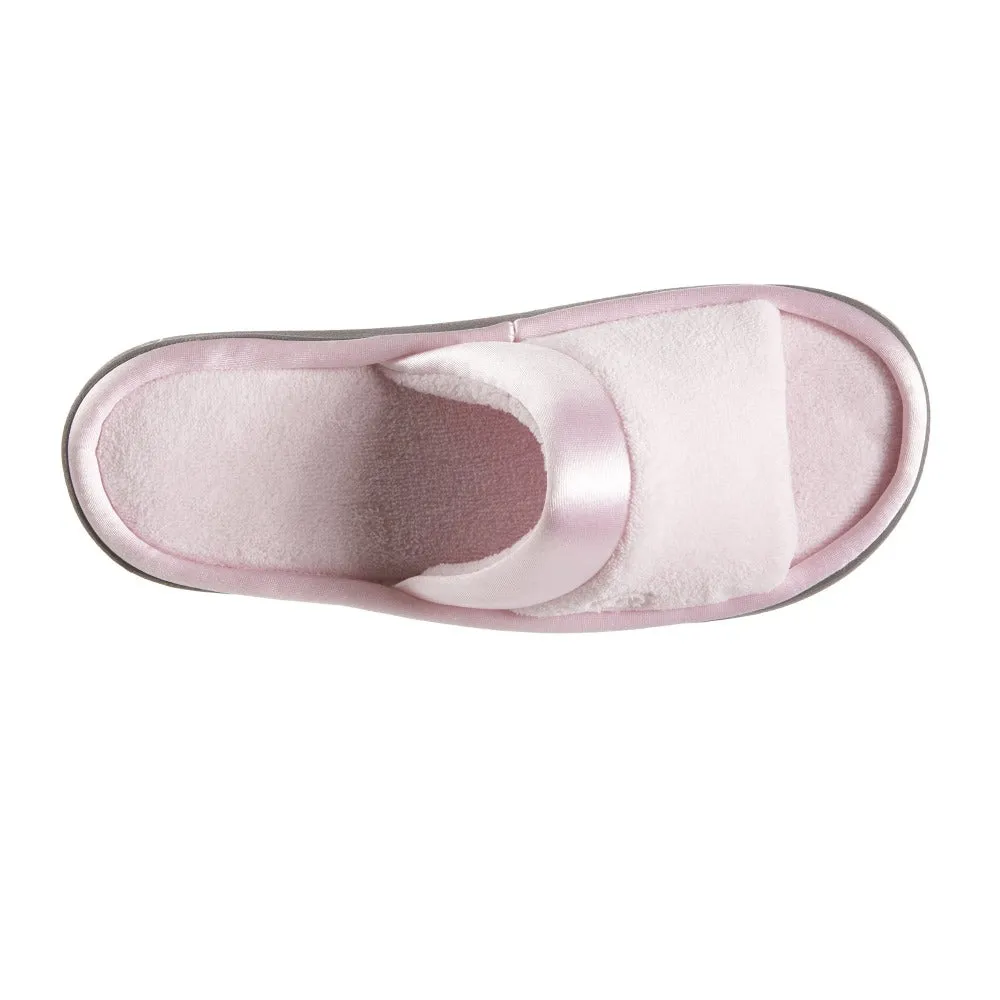 Women’s Microterry Satin Trim Wider Width Slide Slippers