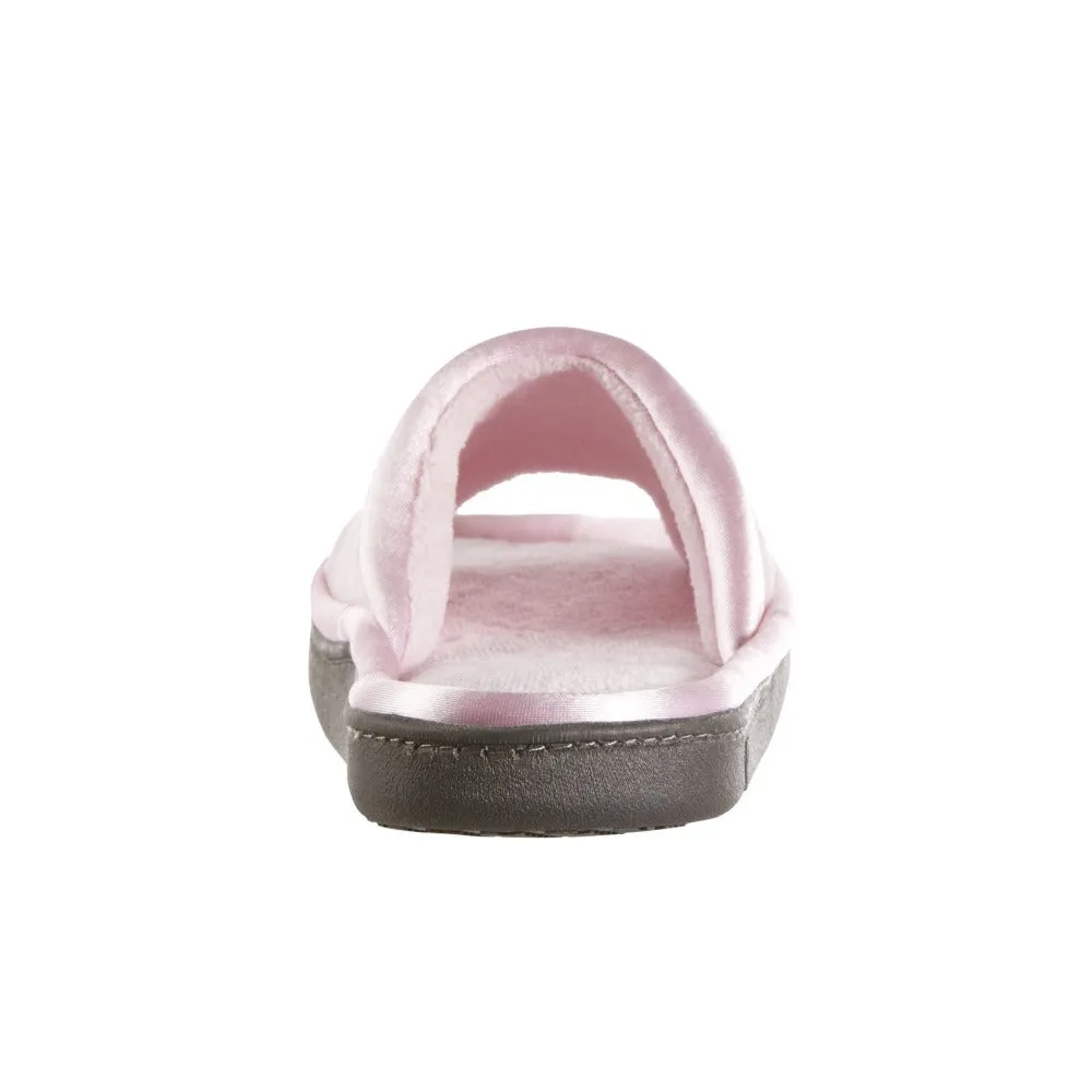 Women’s Microterry Satin Trim Wider Width Slide Slippers