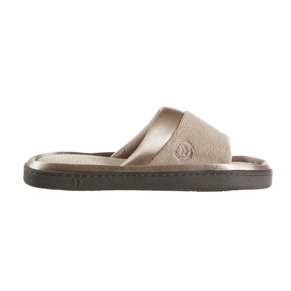 Women’s Microterry Satin Trim Wider Width Slide Slippers
