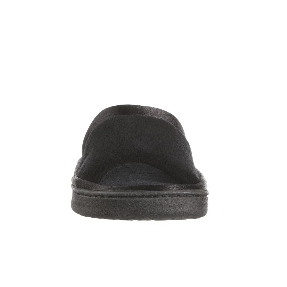 Women’s Microterry Satin Trim Wider Width Slide Slippers