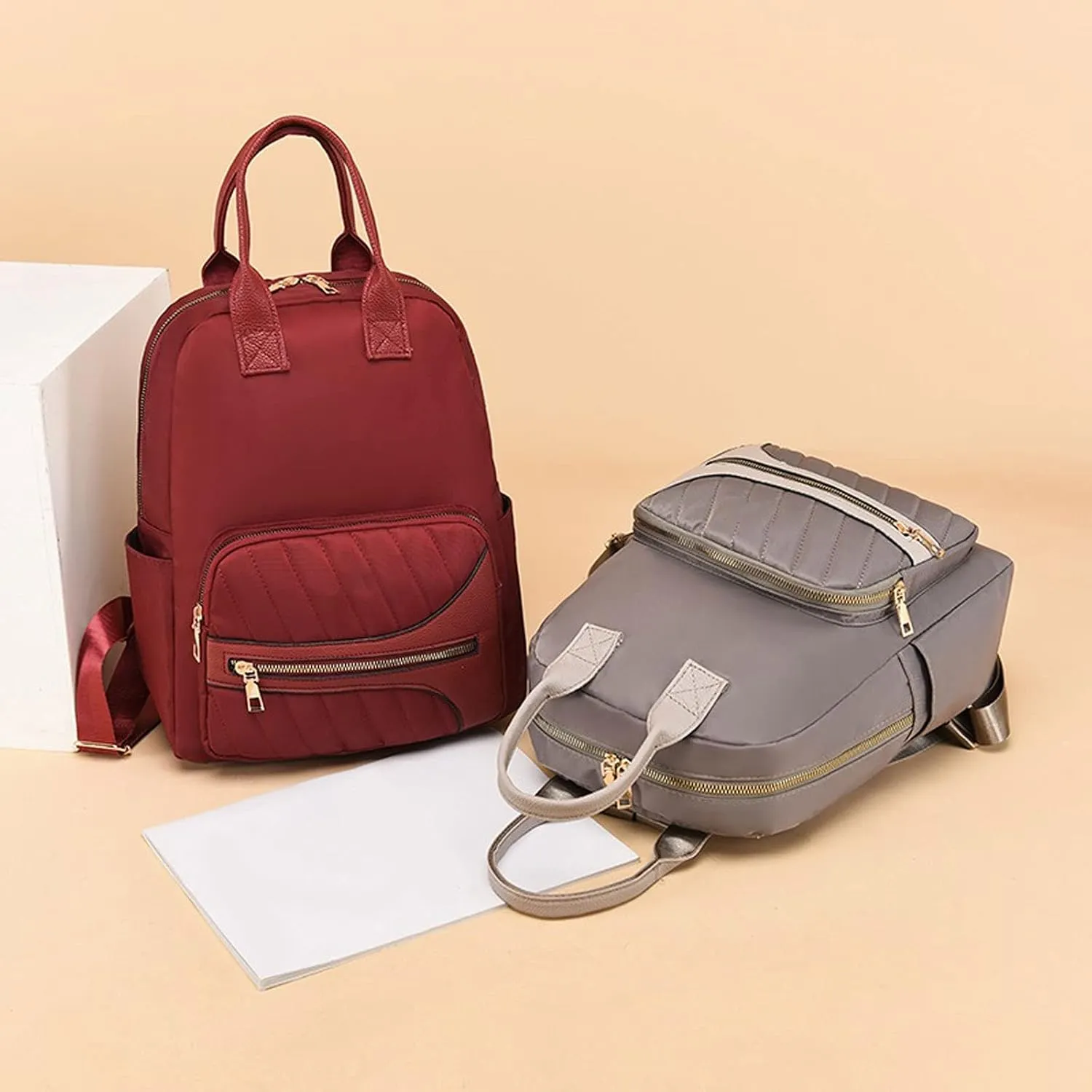 Women's Multifunctional Small Travelling Backpack Simple Beautiful Fashion Shoulder Backpacks (Khaki)