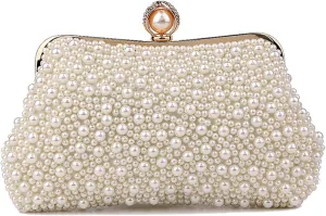 Women's Pearl Clutch Purse Elegant Wedding Party Shoulder Bag Handbag Prom Evening Bag Shell Shape Beaded Bagbag2513OWOISS