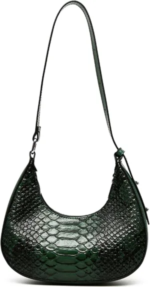 Women's PU Leather Satchel Vintage Snake Print Handbags Crescent Bags Small Clutch Purses Ladies Stylish Shoulder Bagsbag1260OWOISS