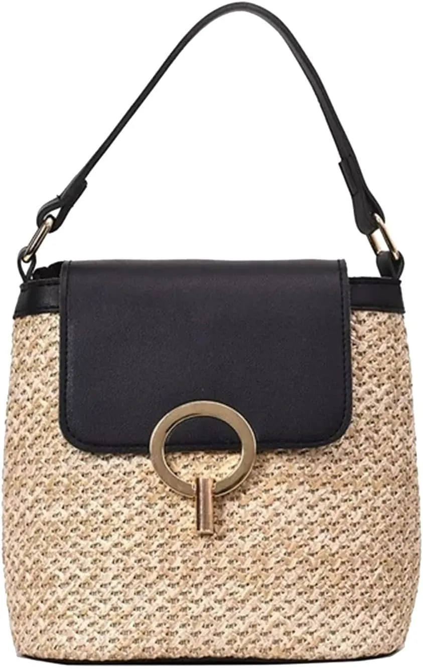Women's Straw Woven Beach Bag Summer Vacation Shoulder Purse Crossbody Bags for Women,ultra Soft Leather Purses for Women