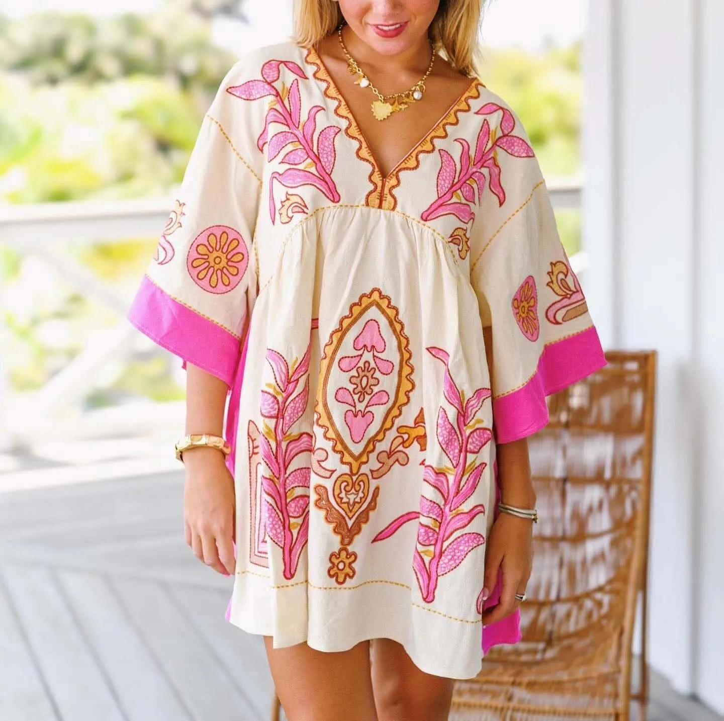 Womens Sundress Summer V Neck Short Tshirt Dress Y2k Floral Print Babydoll Sun Dresses Flowy Boho A Line Mini Dress
