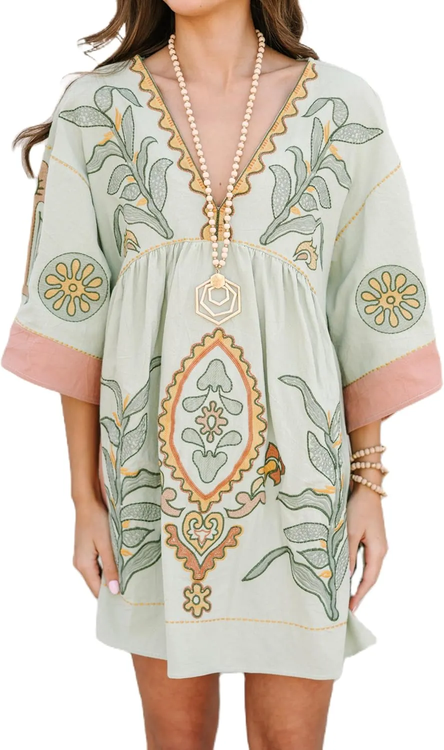 Womens Sundress Summer V Neck Short Tshirt Dress Y2k Floral Print Babydoll Sun Dresses Flowy Boho A Line Mini Dress