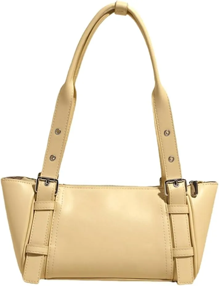 Women's Vegan Shoulder Bag Y2K Fashion Underarm Purse Buckle Belt Satchel Tote Top Handle Crossbody Bag 2025