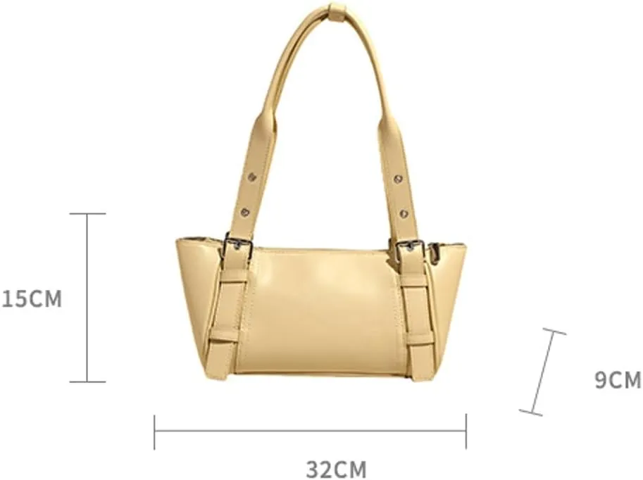 Women's Vegan Shoulder Bag Y2K Fashion Underarm Purse Buckle Belt Satchel Tote Top Handle Crossbody Bag 2025