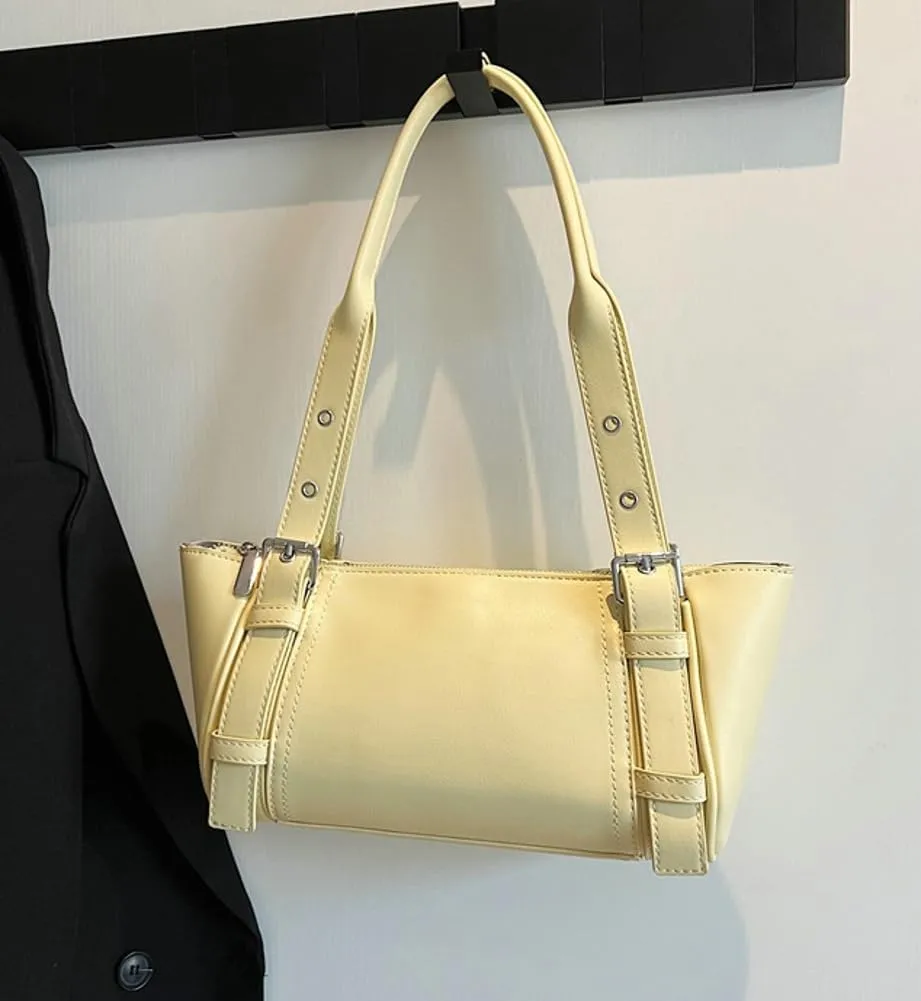 Women's Vegan Shoulder Bag Y2K Fashion Underarm Purse Buckle Belt Satchel Tote Top Handle Crossbody Bag 2025