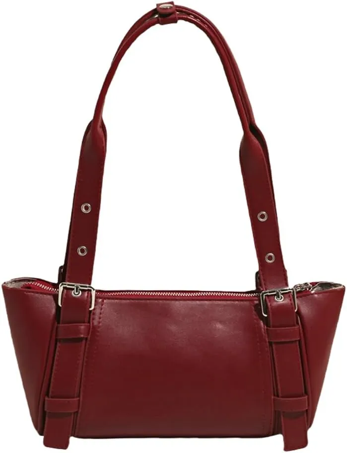 Women's Vegan Shoulder Bag Y2K Fashion Underarm Purse Buckle Belt Satchel Tote Top Handle Crossbody Bag 2025