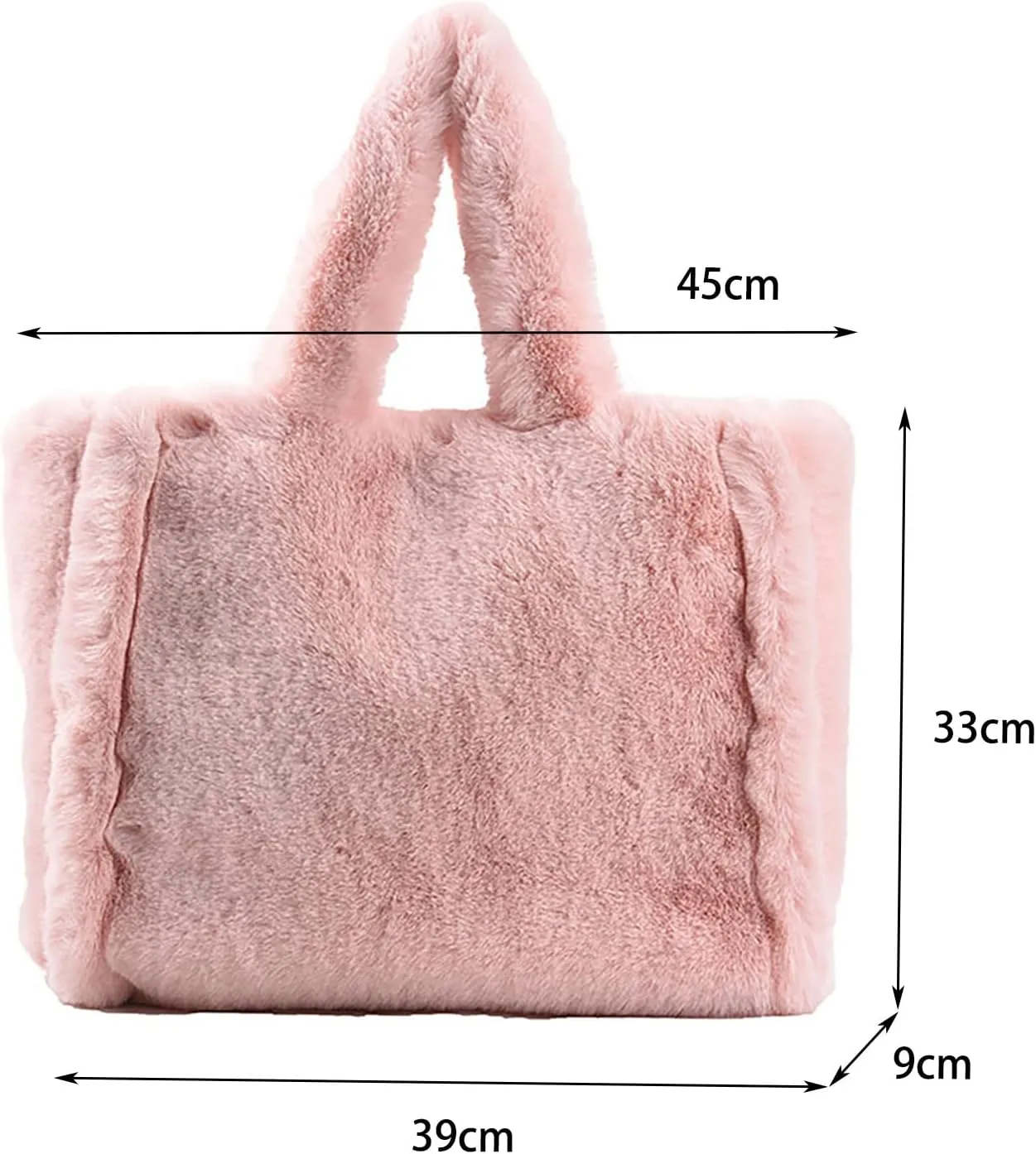Women's Winter New Largesize Large Capacity Solid Color Simple Plush Handbag over Shoulder Bag (One Size)