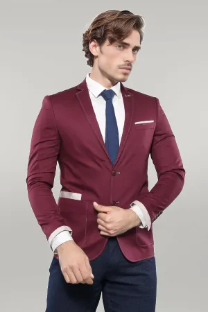 WSS 2 Button Bag Pocket Burgundy Jacket- - Singen