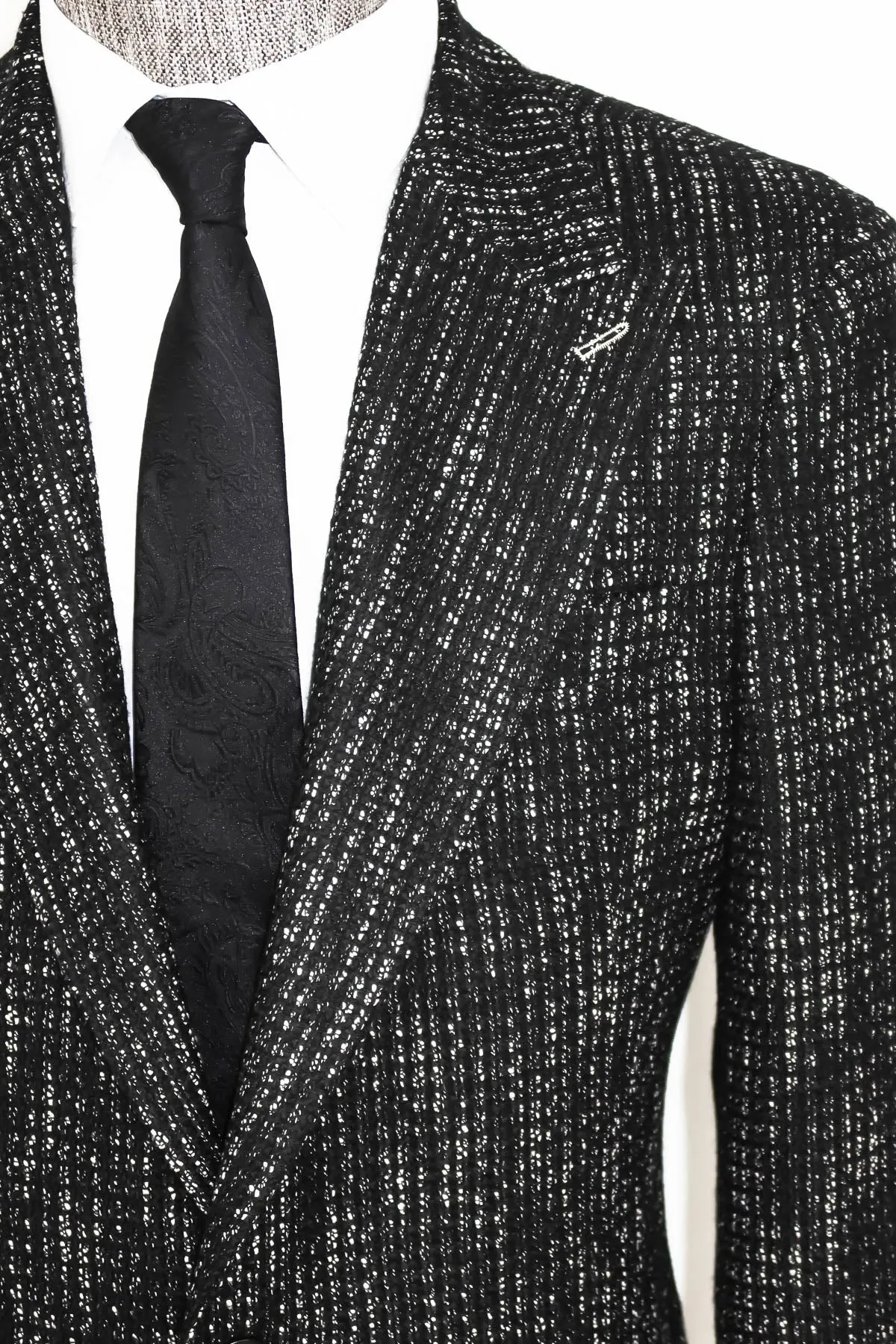 WSS Slim Fit Patterned Sport Black Men Blazer  - Singen