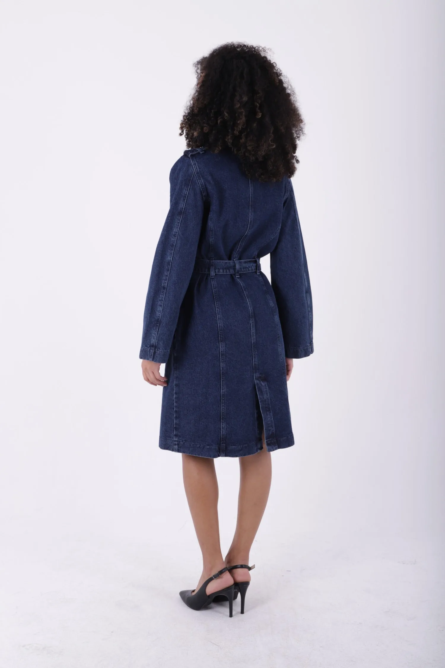 XLJ Denim Trench Coat with Denim Belt Mixed - Mansfield