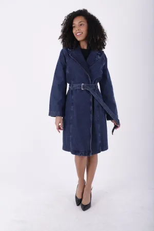 XLJ Denim Trench Coat with Denim Belt Mixed - Mansfield