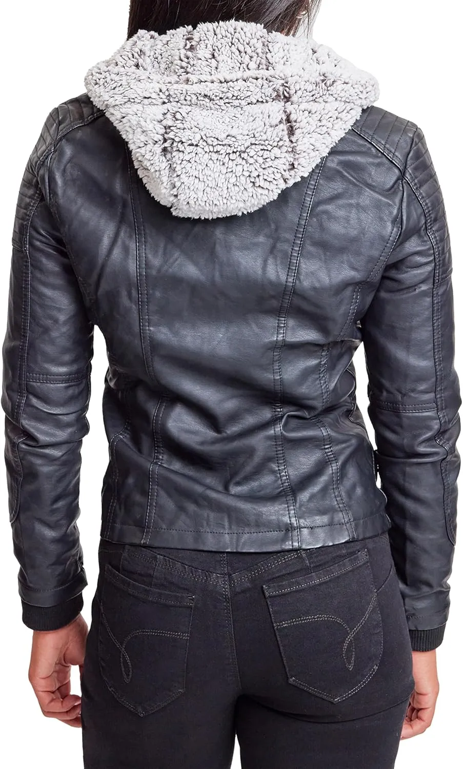 YMI Women's Junior Full Length Puffer Jacket with Detachable Sherpa Hood