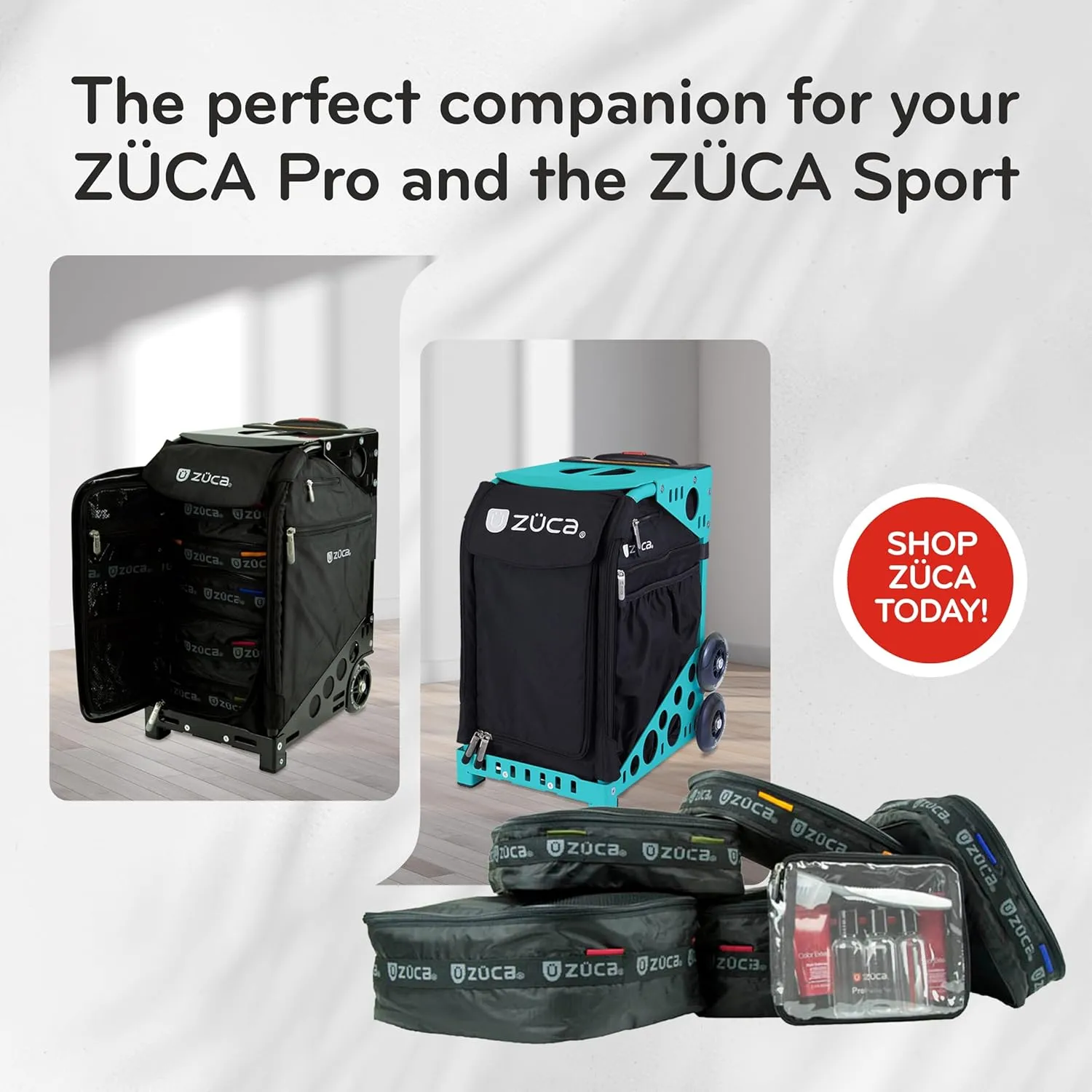 ZUCA Pro-Black Standard Packing Utility Pouch Set - Durable, Spacious CosmeticStorage Solution, Clear TSA Approved Toiletry Bag For Travel & Professional Use